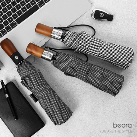 우드 체크 무늬 완전자동 4컬러 3단우산 #2