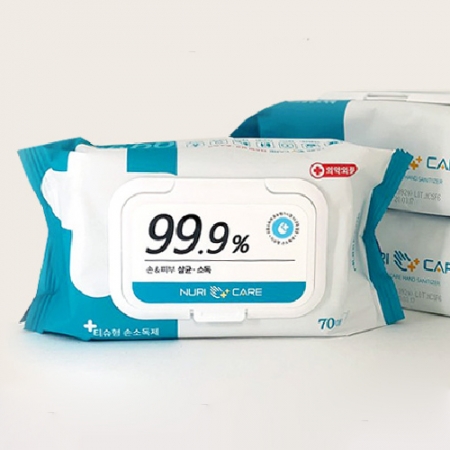 클린케어 휴대용 간편 손소독티슈 엠보싱 (70매입) #2