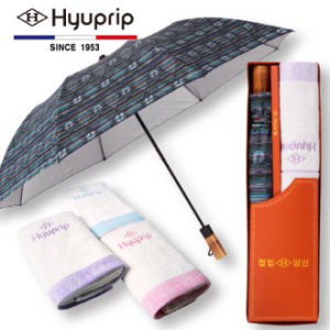 협립 2단 멀티 실버 원목손 우산+눈꽃 타올 1P 세트