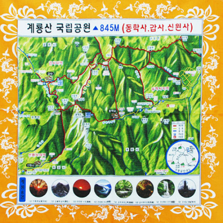순면 등산 관광지도 스카프 MJ, 손수건, 두건 #4
