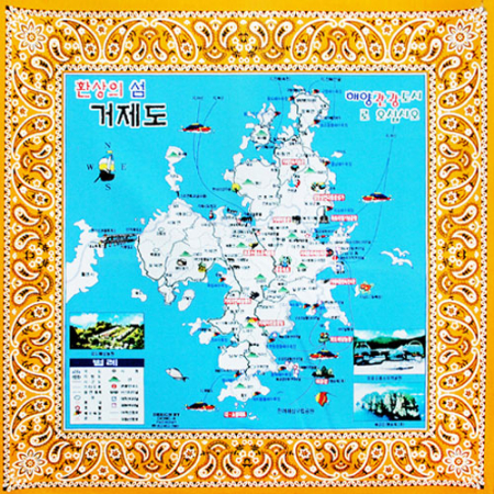 순면 등산 관광지도 스카프 MJ, 손수건, 두건 #3