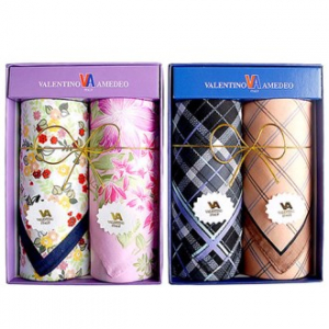 MJ 발렌티노 본염 손수건, 스카프, 순면 남여손수건 2P