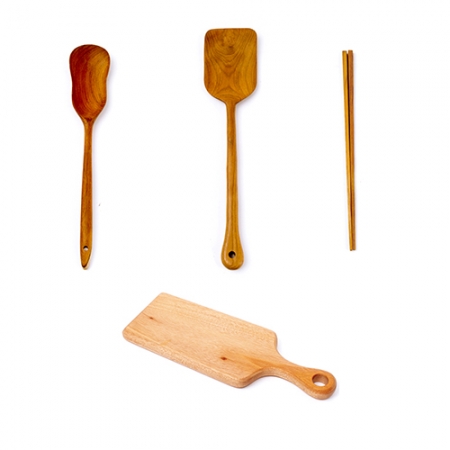 마호가니 플레이팅 도마 s +티크 조리도구 3종세트 #2