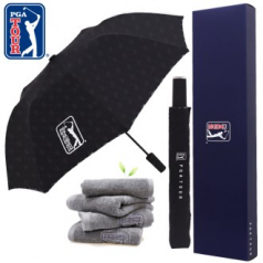 PGA  2단 자동 엠보 선염 우산+ 190g 호텔타올세트