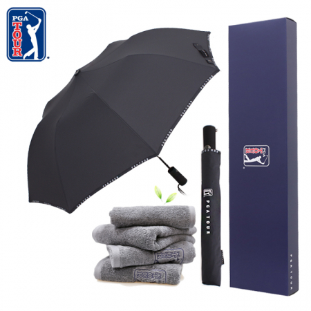 PGA  2단 자동 로고 바이어스 우산 + 190g 호텔타올세트 #2