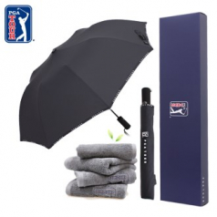 PGA  2단 자동 로고 바이어스 우산 + 190g 호텔타올세트