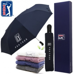 PGA 3단 70 완전자동 장우산 + 190g 호텔타올세트