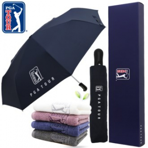 PGA 3단 70 완전자동 장우산 + 190g 호텔타올세트
