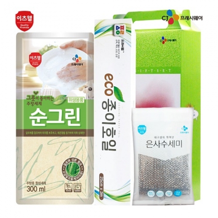 CJ 순그린 주방세제 (리필) , 수세미, 종이호일 3종세트 #2