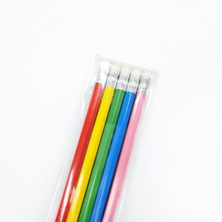 인컬러 opp 5본입 비비드 육각 B 연필세트 #4