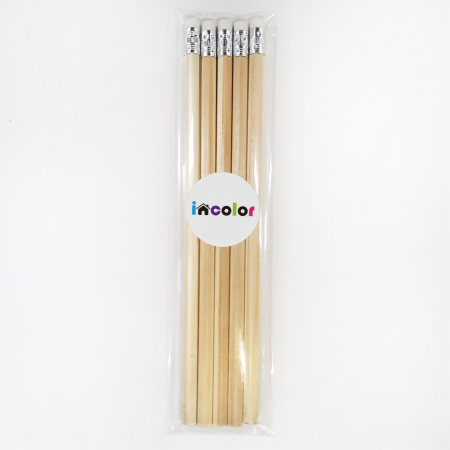 인컬러 opp 5본입 네츄럴 육각 연필세트 #3