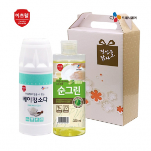 CJ 이츠웰 순그린 주방세제 320ml, 베이킹소다 500g 용기 2종 세트