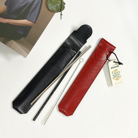 스테인레스 빨대 레더 3종세트 // 블랙 스텐빨대 #5