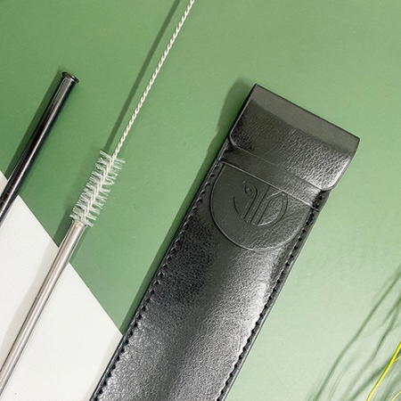 스테인레스 빨대 레더 3종세트 / 직선 스텐빨대 #6