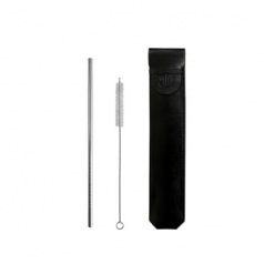 스테인레스 빨대 레더 3종세트 / 직선 스텐빨대