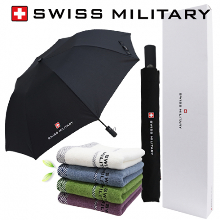스위스밀리터리 2단자동 무지 우산 + 160g 면사 타올세트 #3