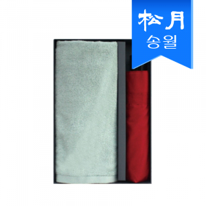 타올 우산 2매 선물세트(SWU 3단 컬러 무지우산 1, 라이트 무지타올1)