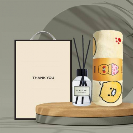시즈넬 디퓨저 선물세트, 디퓨저 100ml 플레인+카카오 무릎담요 #2