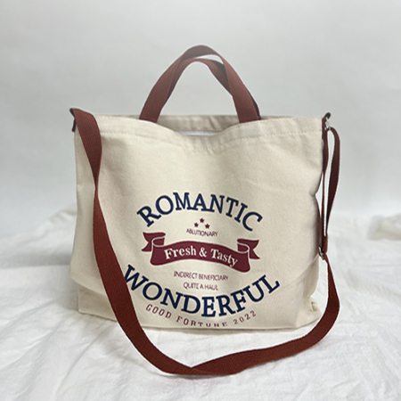 로맨틱 크로스 에코백, 데일리 여성숄더백, 학생가방, 대학생 가방, 캔버스 가방 아이보리색 #2