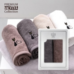 프리미엄 호텔수건 러브 캐츠 타올 170g 2P 세트