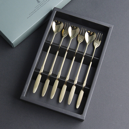 골드 엔젤하트 골드 롱스푼 롱포크 6P 금색 머들러 #2