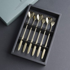 골드 엔젤하트 골드 롱스푼 롱포크 6P 금색 머들러