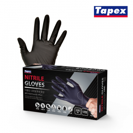 테여 팩스 셰프 장갑 검정 (대) -100매 #2