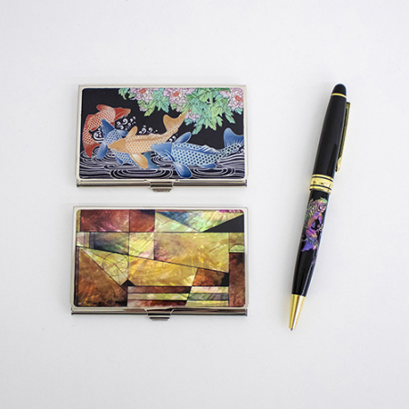 고급 자개 볼펜 2종 세트 잉어 명함케이스 + 금장 자개 볼펜 #2