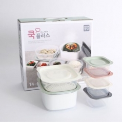 쿡 플러스 점보 3호 6종 밀폐용기 14P, 찜판 + 분리판
