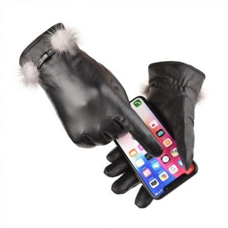 에코라이프 여성 리얼 토끼털 터치 방한 가죽 장갑 CCH629 #2