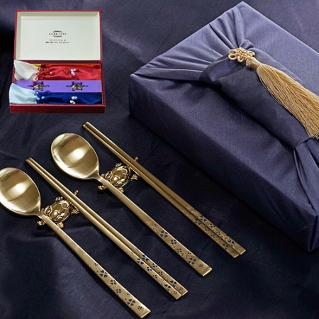 네잎클로버 티타늄 부부수저 보자기 선물세트 #2