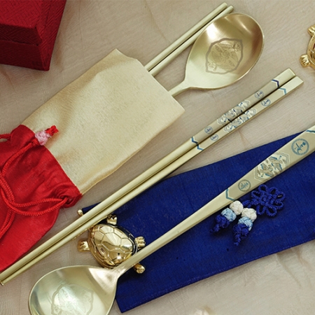 불로장생 티타늄 부부수저 보자기 선물세트 #2