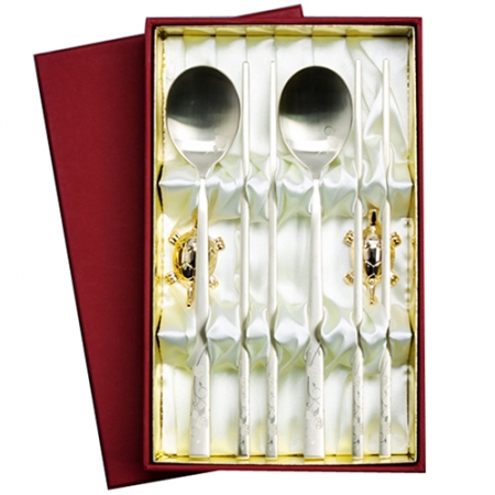 로즈 티타늄 거북 부부 수저 세트 #2