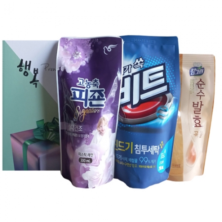 세제 3종 세트-3호 (피죤 미스틱레인 섬유유연제 300ml + 비트 세탁세제 290ml + 참그린 곡물 주방세제 300ml) #2