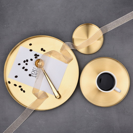 CD470 EL 고급 골드 원형 쟁반 원형 트레이 (중형) #2