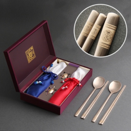 금상첨화 방짜유기 수저 2P (실크B) #2