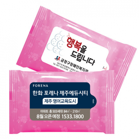 스마일 핑크 물티슈 (10매) #2