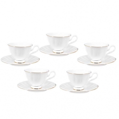 영국R 본차이나 모던골드 커피 세트 10P 5조