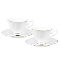 영국R 본차이나 모던골드 커피 세트 4p 2조