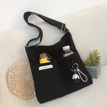 룩앳걸 키링 3포켓 숄더&크로스 캔버스백 #3