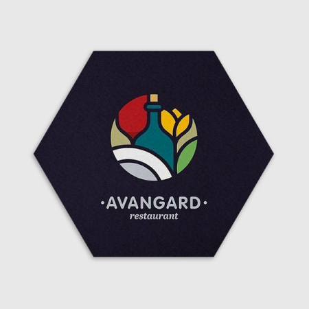 펠트 컵받침 육각형 110x95mm, 풀컬러 인쇄 미끄럼방지 #3