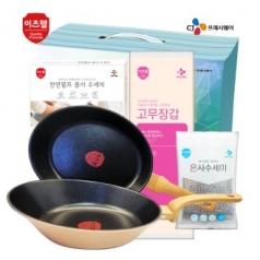 CJ 타원형 IH 후라이팬 28cm, 궁중팬 28cm, 종이 수세미 5매, 은사 수세미, 고무장갑 5종 세트