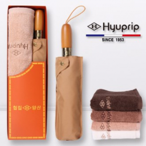 협립 3단60 엔티크 브라운 고밀도 완전자동 우산+40수 호텔 코마 180타올 1p- 세트