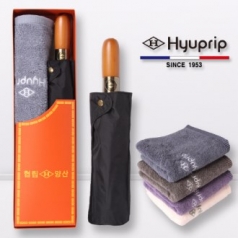 협립 3단60 엔티크 블랙 초고밀도 완전자동 우산+호텔 코마 170타올 1p- 세트