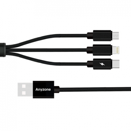 애니존 3 WAY 올인원 메탈 케이블 3 IN 1 고속 충전 데이터 케이블 58C 2M (롱케이블) #2