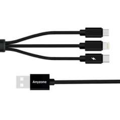 애니존 3 WAY 올인원 메탈 케이블 3 IN 1 고속 충전 데이터 케이블 58C 2M (롱케이블)