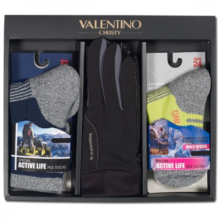 발렌티노 기능성 중목 등산 양말 (남 / 여) +발렌티노 파워터치폰 기모 등산 장갑 (남) 3종 세트 #2