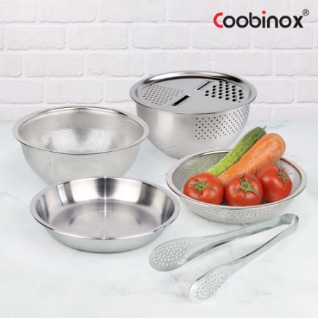 [쿠비녹스] 아트웨어 쌀함박 높은 채반 낮은 채반 쟁반 채칼 집게 6종 세트 #2