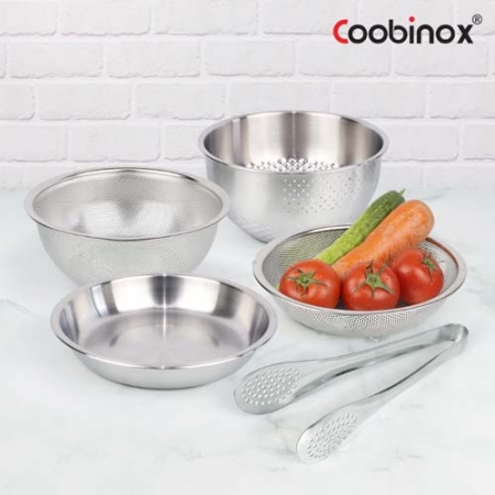 [쿠비녹스] 아트웨어 쌀함박 높은 채반 낮은 채반 쟁반 집게 5종 세트 #2