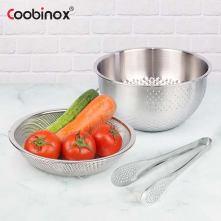 [쿠비녹스] 아트웨어 쌀함박 낮은 채반 집게 3종 세트 #2